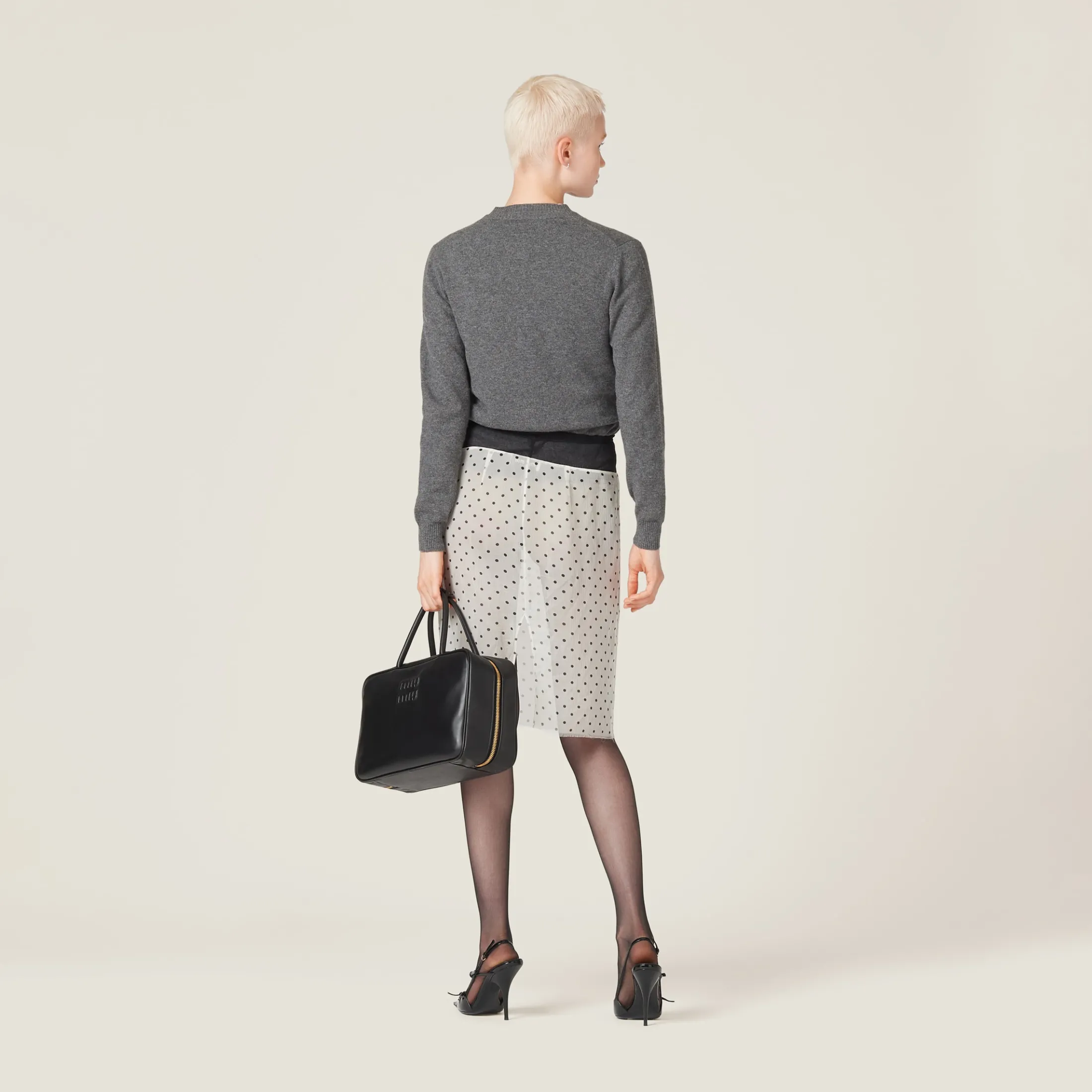 Slate Gray Cashmere Knit Cardigan | Miu Miu