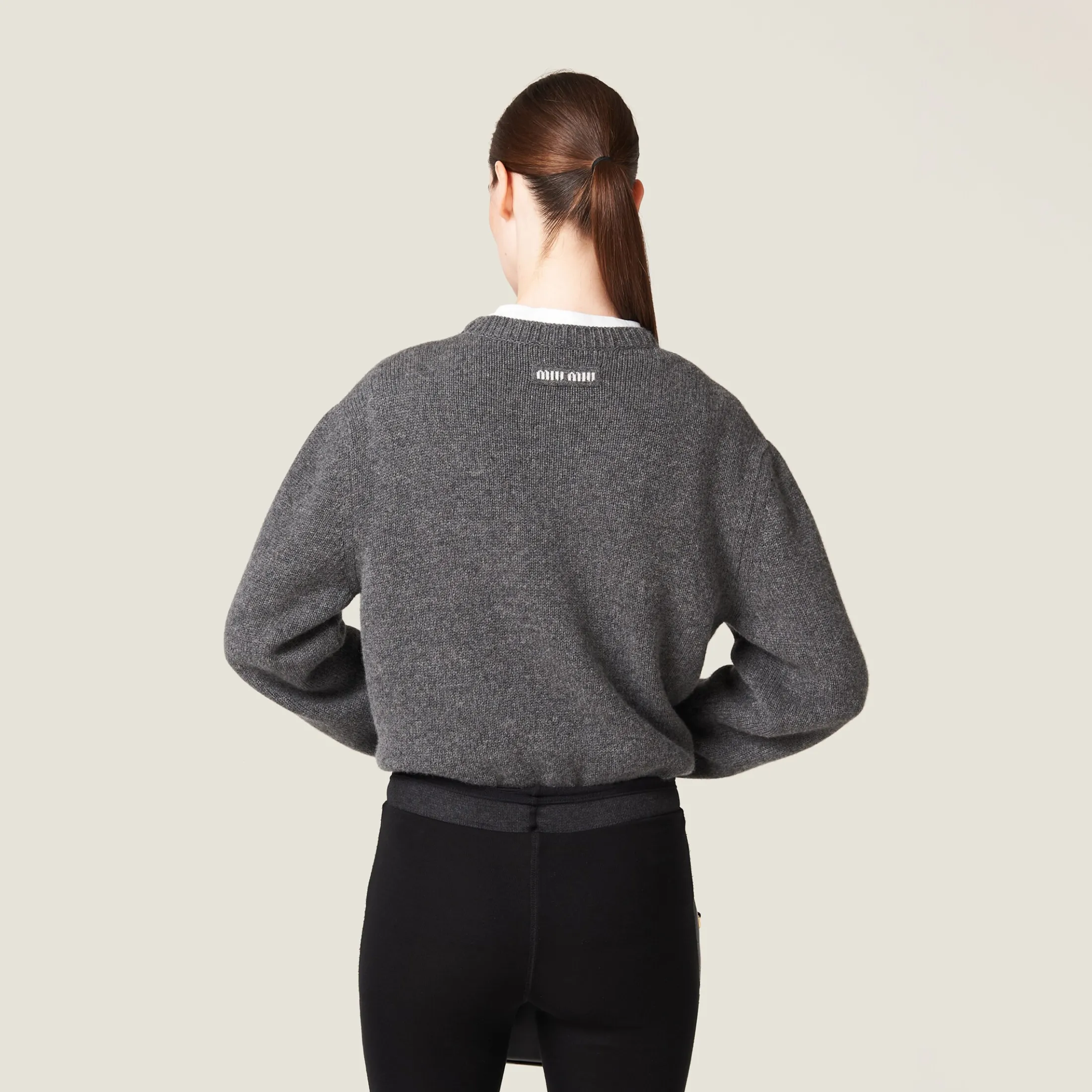 Slate Gray Cashmere Sweater | Miu Miu