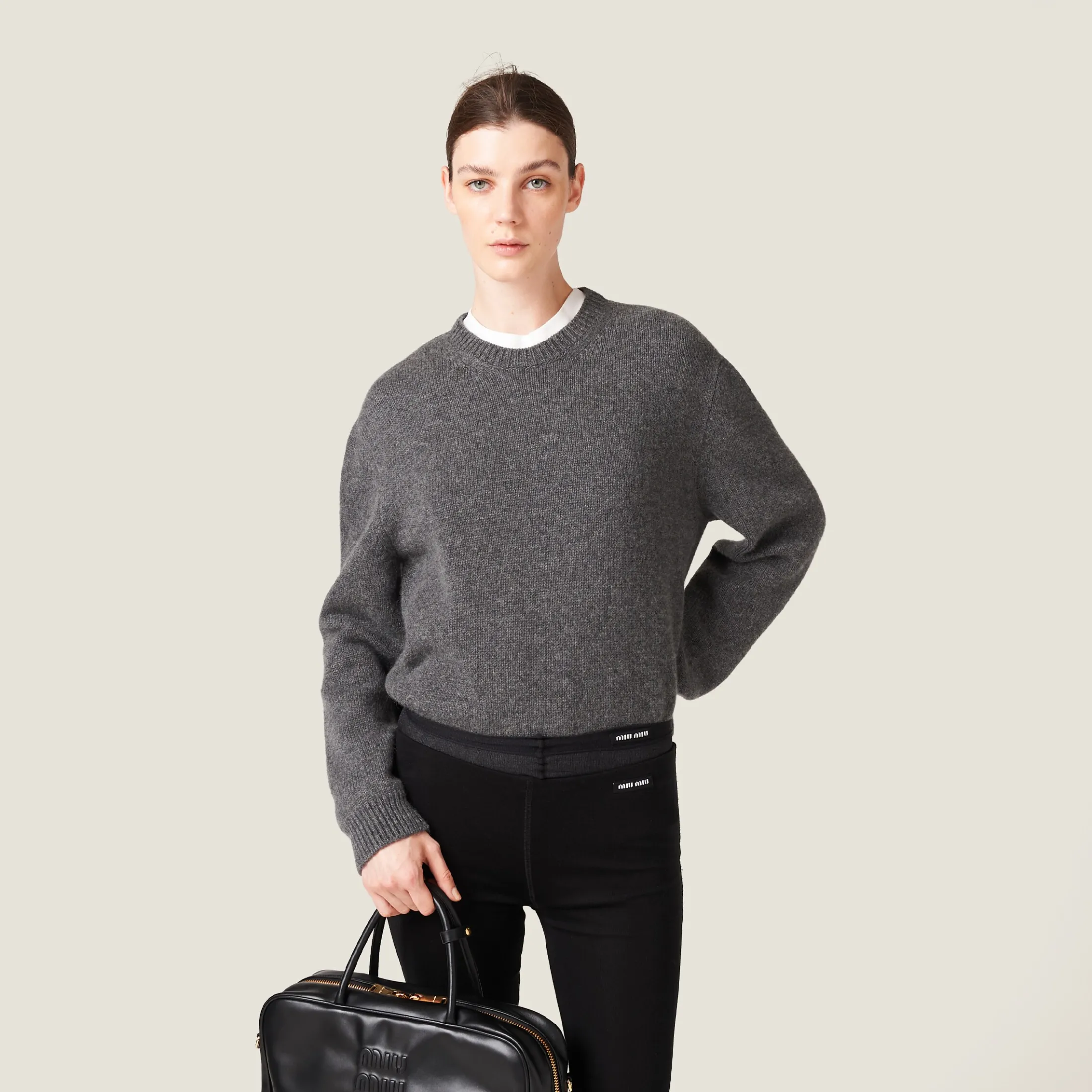 Slate Gray Cashmere Sweater | Miu Miu