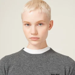 Slate Gray Cashmere Sweater | Miu Miu