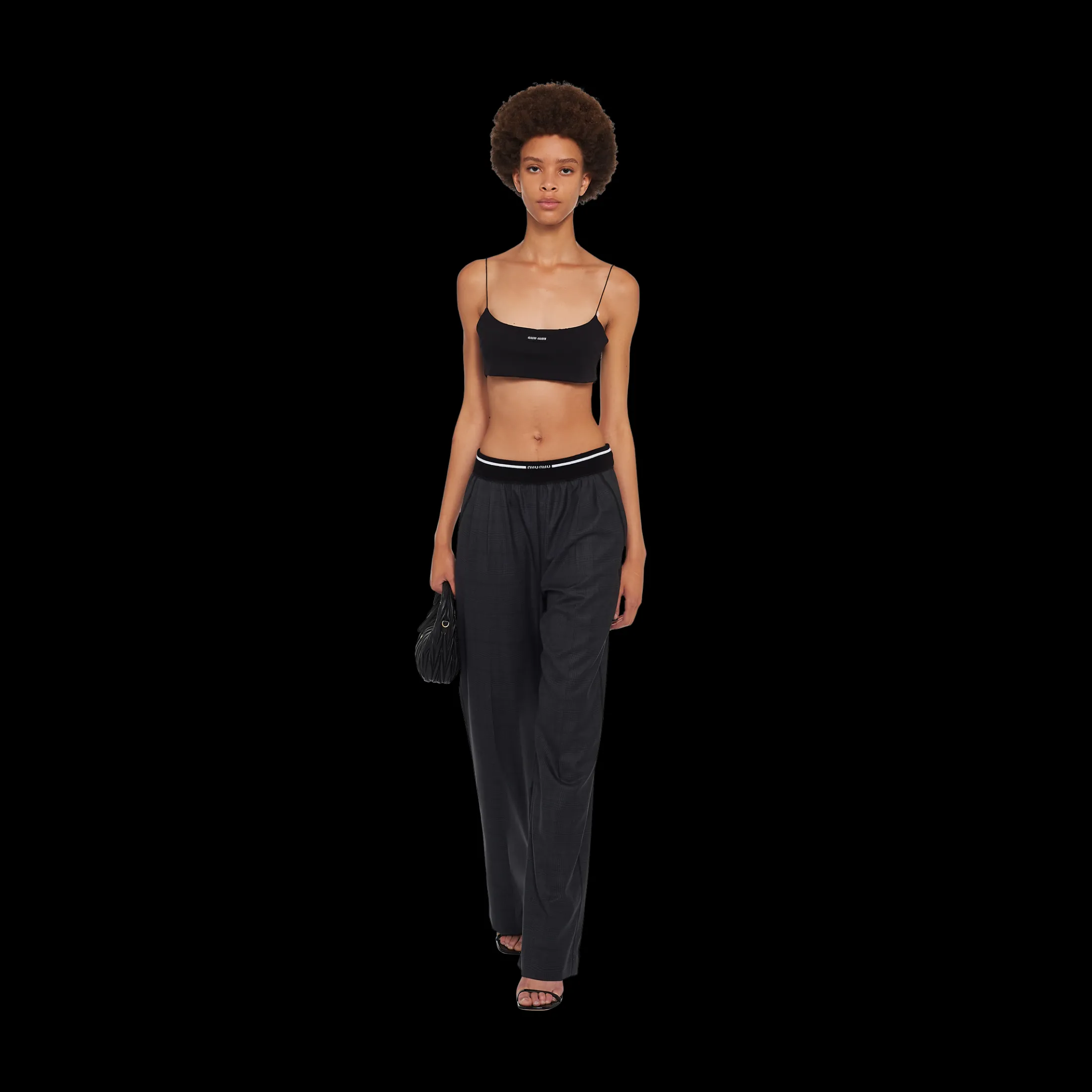 Slate Gray Glen Plaid Pants | Miu Miu