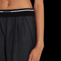 Slate Gray Glen Plaid Pants | Miu Miu