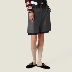 Slate Gray Grisaille Bermudas | Miu Miu