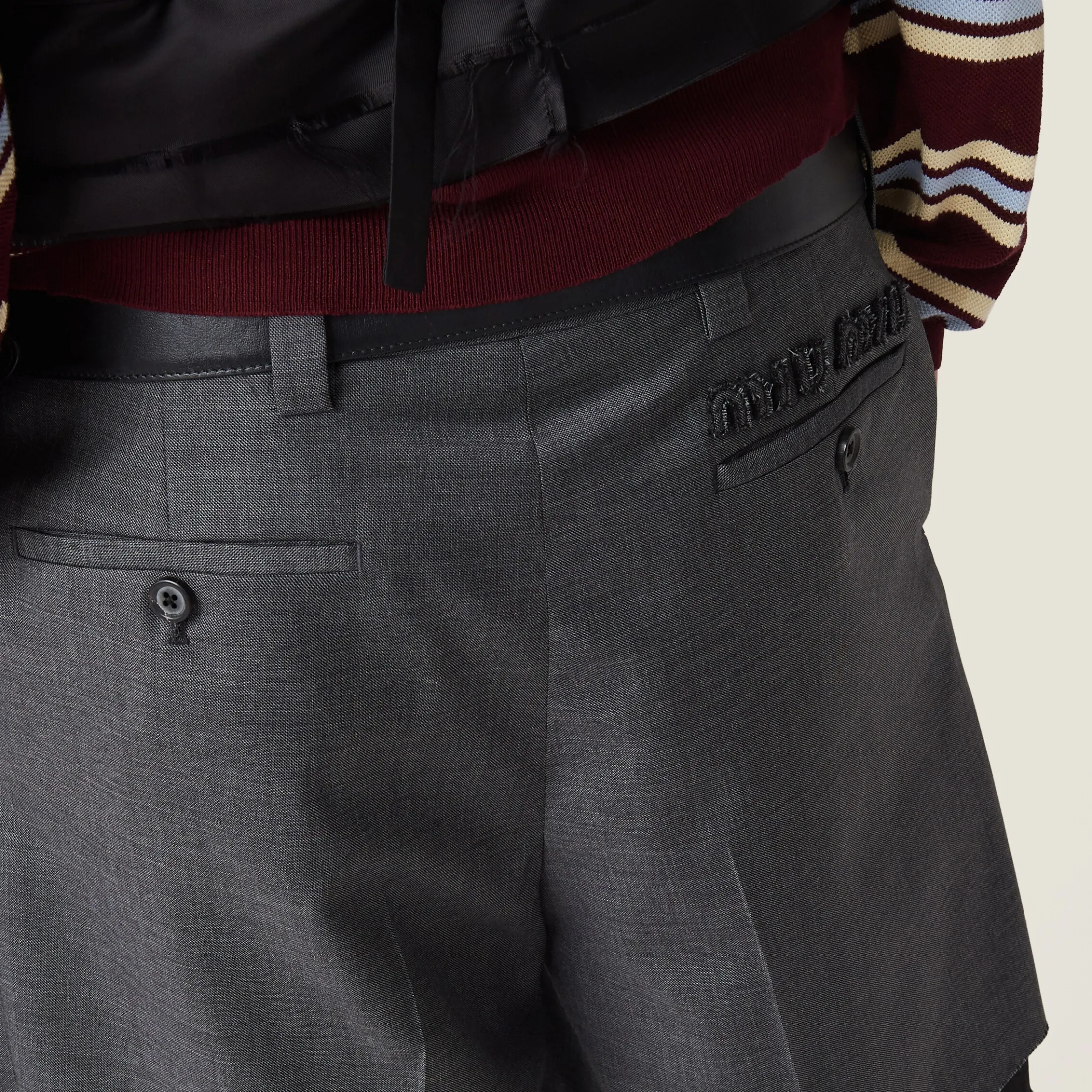 Slate Gray Grisaille Bermudas | Miu Miu