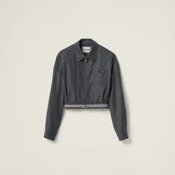 Slate Gray Grisaille Blouson Jacket | Miu Miu
