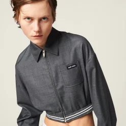 Slate Gray Grisaille Blouson Jacket | Miu Miu