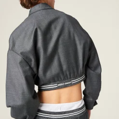 Slate Gray Grisaille Blouson Jacket | Miu Miu