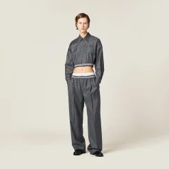 Slate Gray Grisaille Pants | Miu Miu
