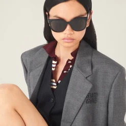 Slate Gray Lenses Miu Miu Logo Sunglasses | Miu Miu