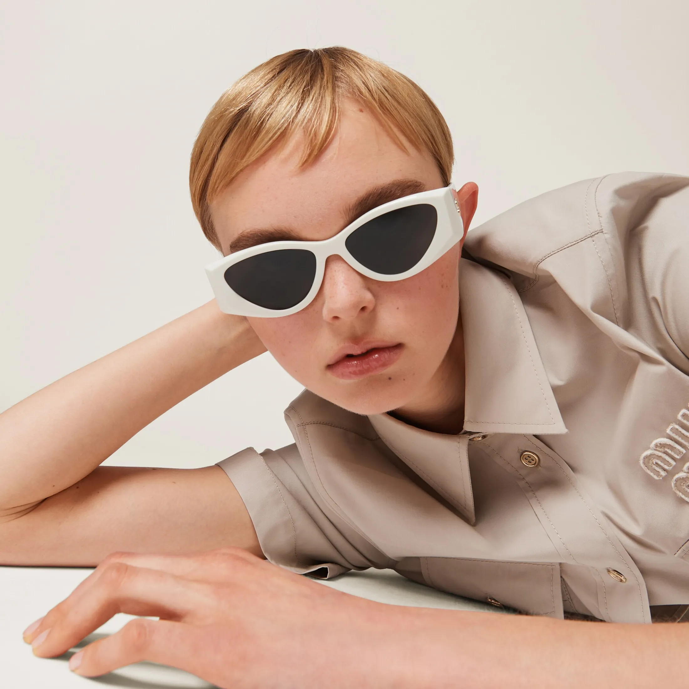 Slate Gray Lenses Miu Miu Logo Sunglasses | Miu Miu