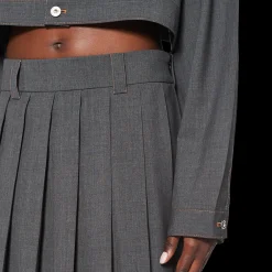 Slate Gray Light Wool Skirt | Miu Miu