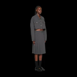 Slate Gray Light Wool Skirt | Miu Miu