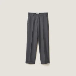 Slate Gray Pinstriped Pants | Miu Miu