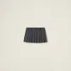 Slate Gray Pleated Pinstripe Skirt | Miu Miu