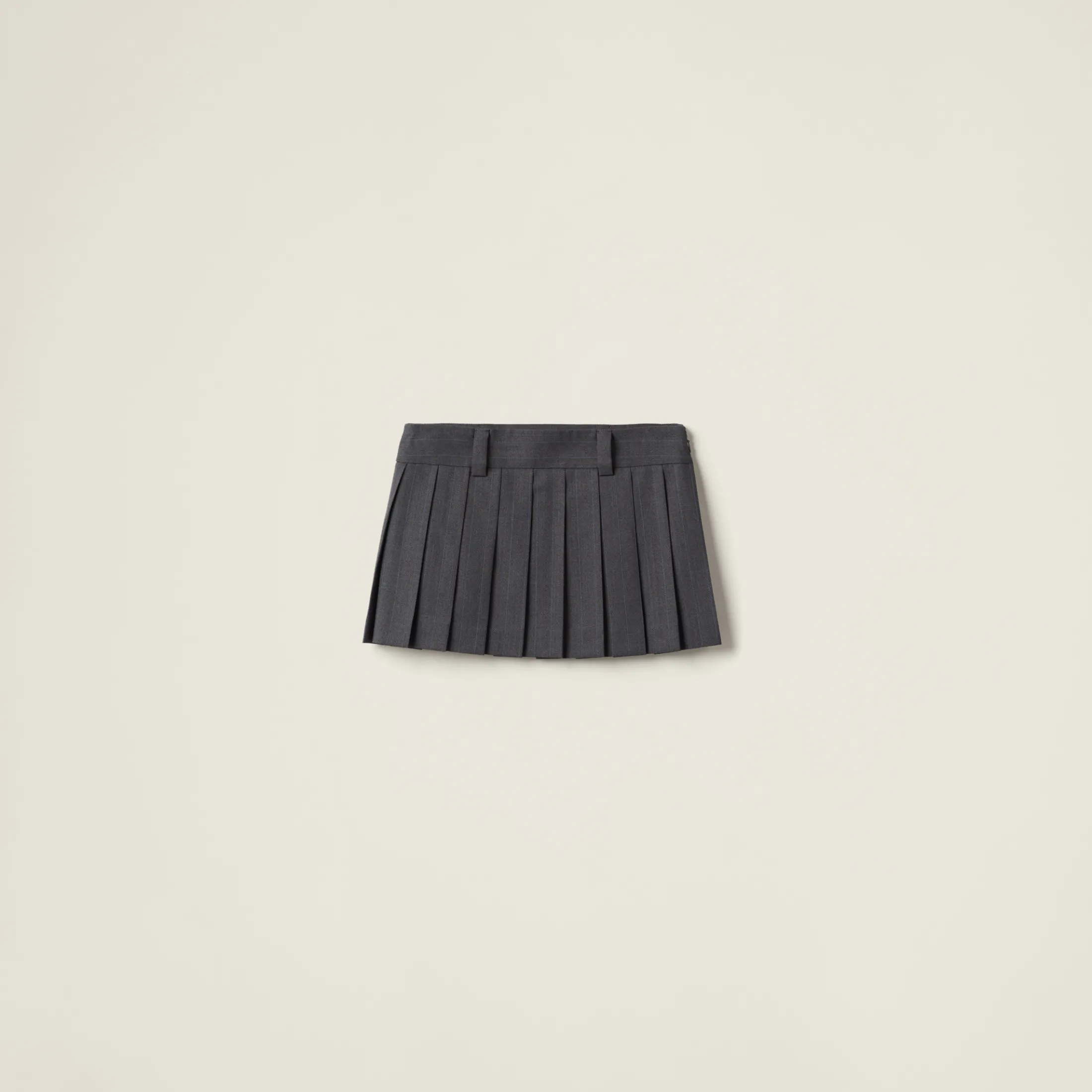 Slate Gray Pleated Pinstripe Skirt | Miu Miu