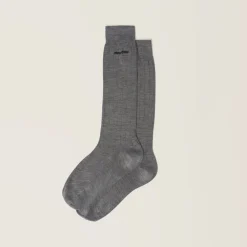 Slate Gray Silk Socks | Miu Miu