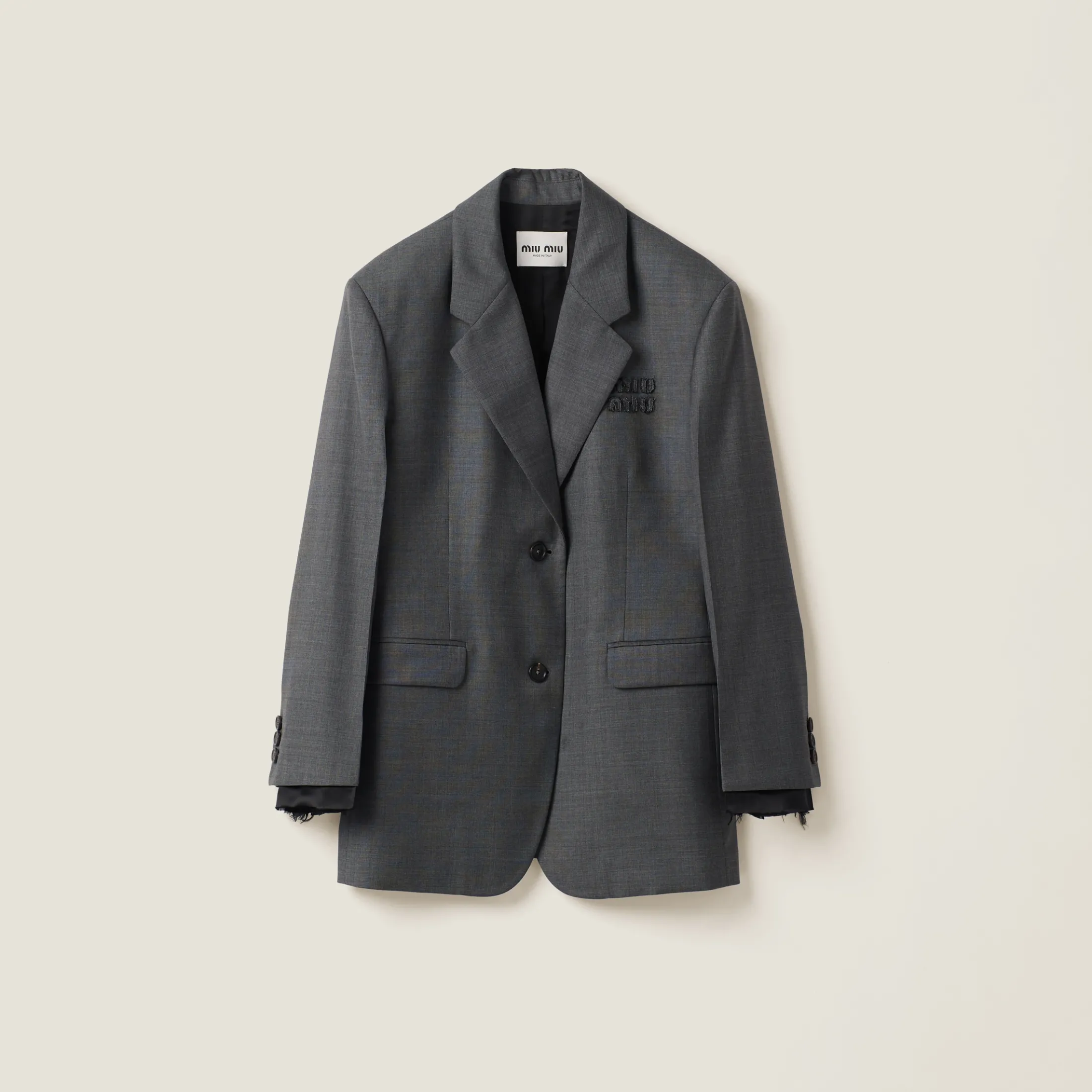 Slate Gray Single-breasted Prince Of Wales Check Grisaille Jacket | Miu Miu
