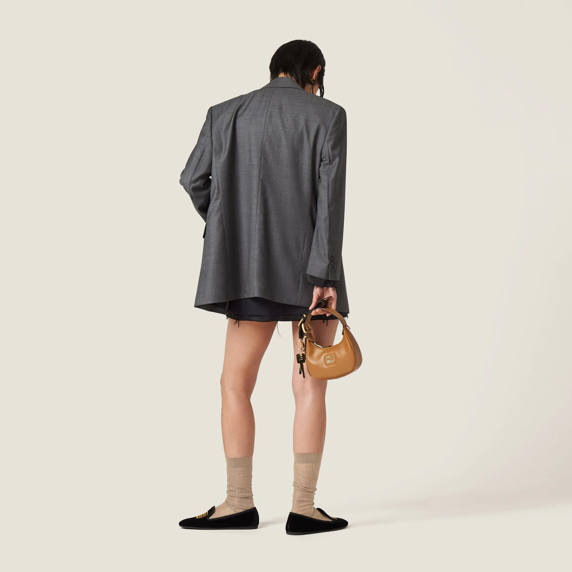 Slate Gray Single-breasted Prince Of Wales Check Grisaille Jacket | Miu Miu