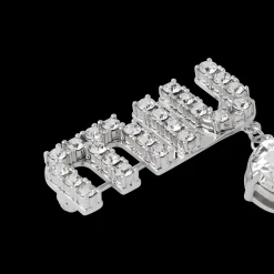 Steel/crystal Brooch With Crystal Pendant | Miu Miu