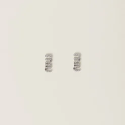 Steel/crystal Metal Earrings With Crystals | Miu Miu
