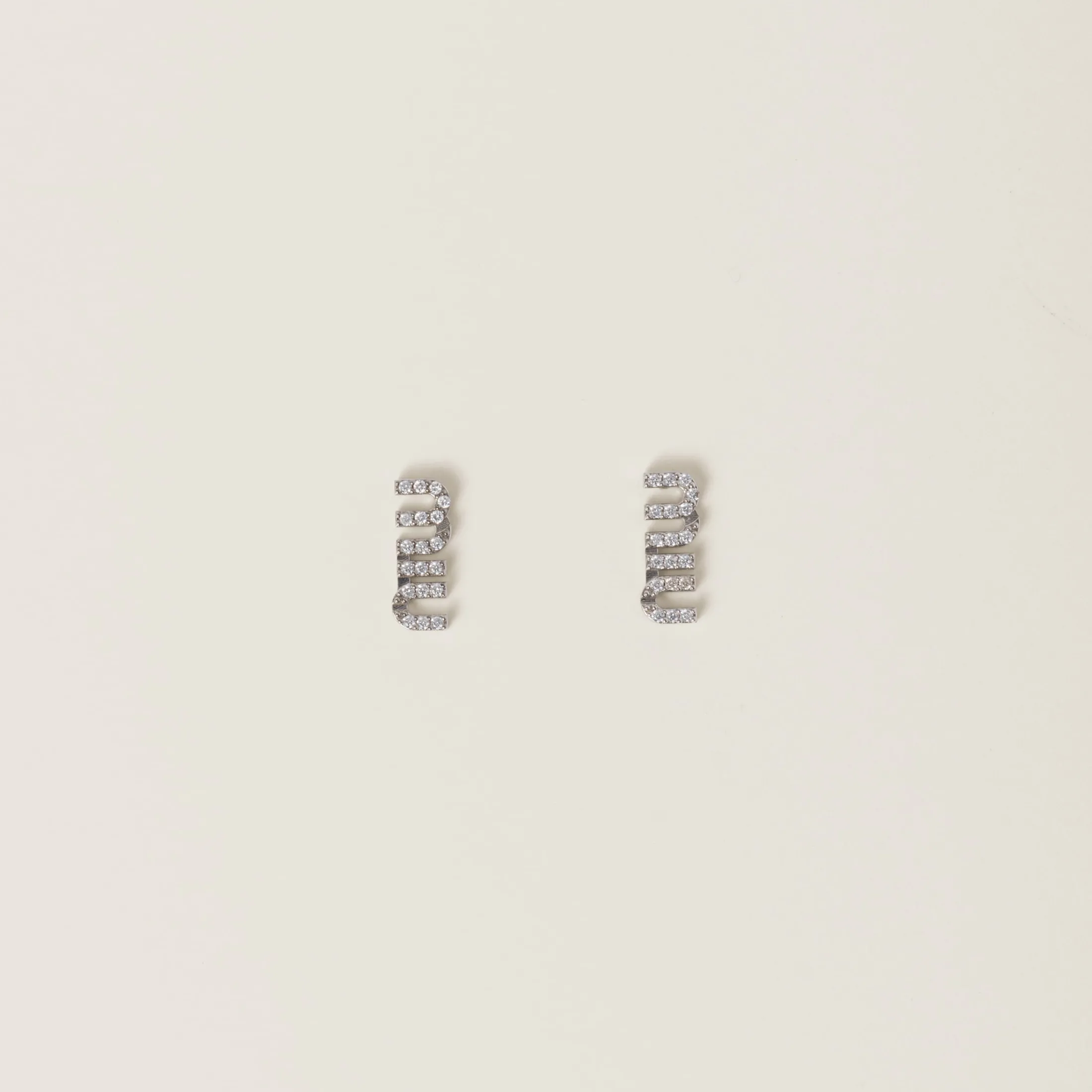 Steel/crystal Metal Earrings With Crystals | Miu Miu