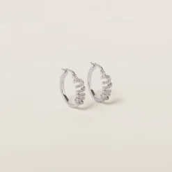Steel/crystal Metal Earrings With Artificial Crystals | Miu Miu