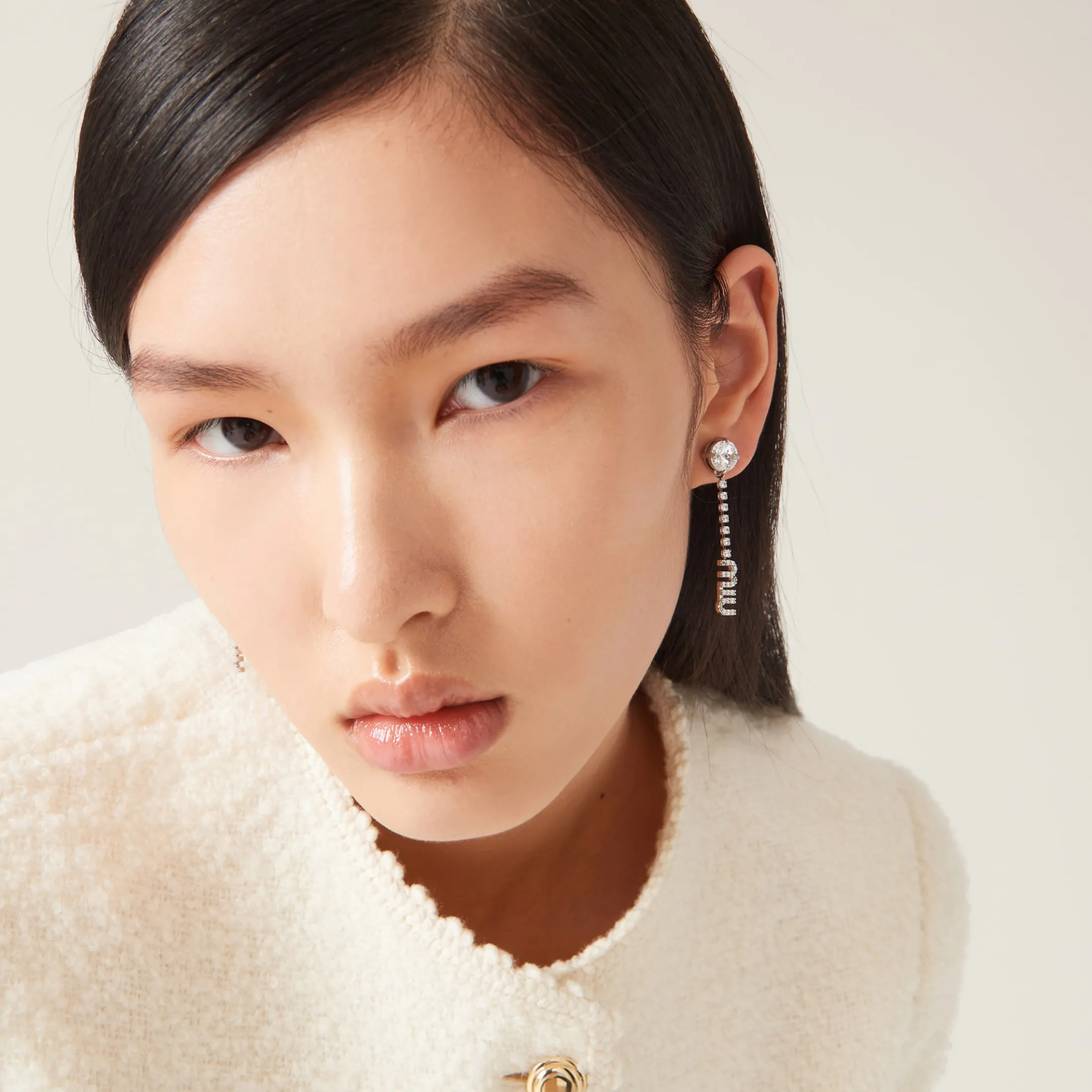 Steel/crystal Metal Earrings With Crystals | Miu Miu