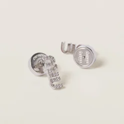 Steel/crystal Metal Earrings With Crystals | Miu Miu