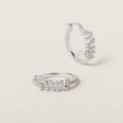 Steel/crystal Metal Earrings With Artificial Crystals | Miu Miu