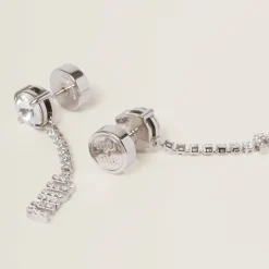 Steel/crystal Metal Earrings With Crystals | Miu Miu