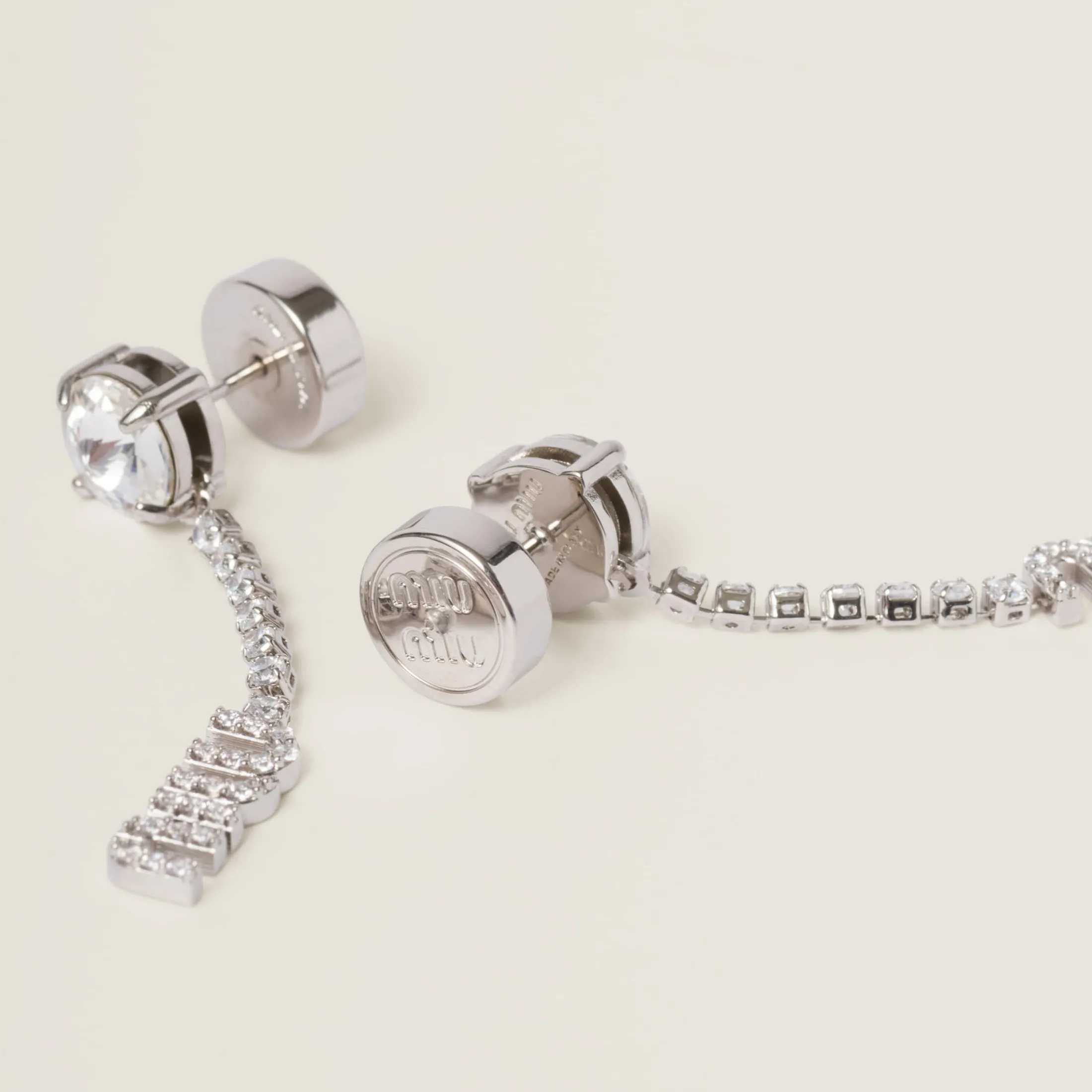 Steel/crystal Metal Earrings With Crystals | Miu Miu