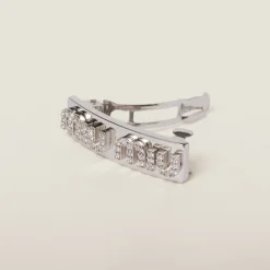 Steel/crystal Metal Hair Clip With Crystals | Miu Miu