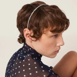 Steel/crystal Metal Headband With Crystals | Miu Miu