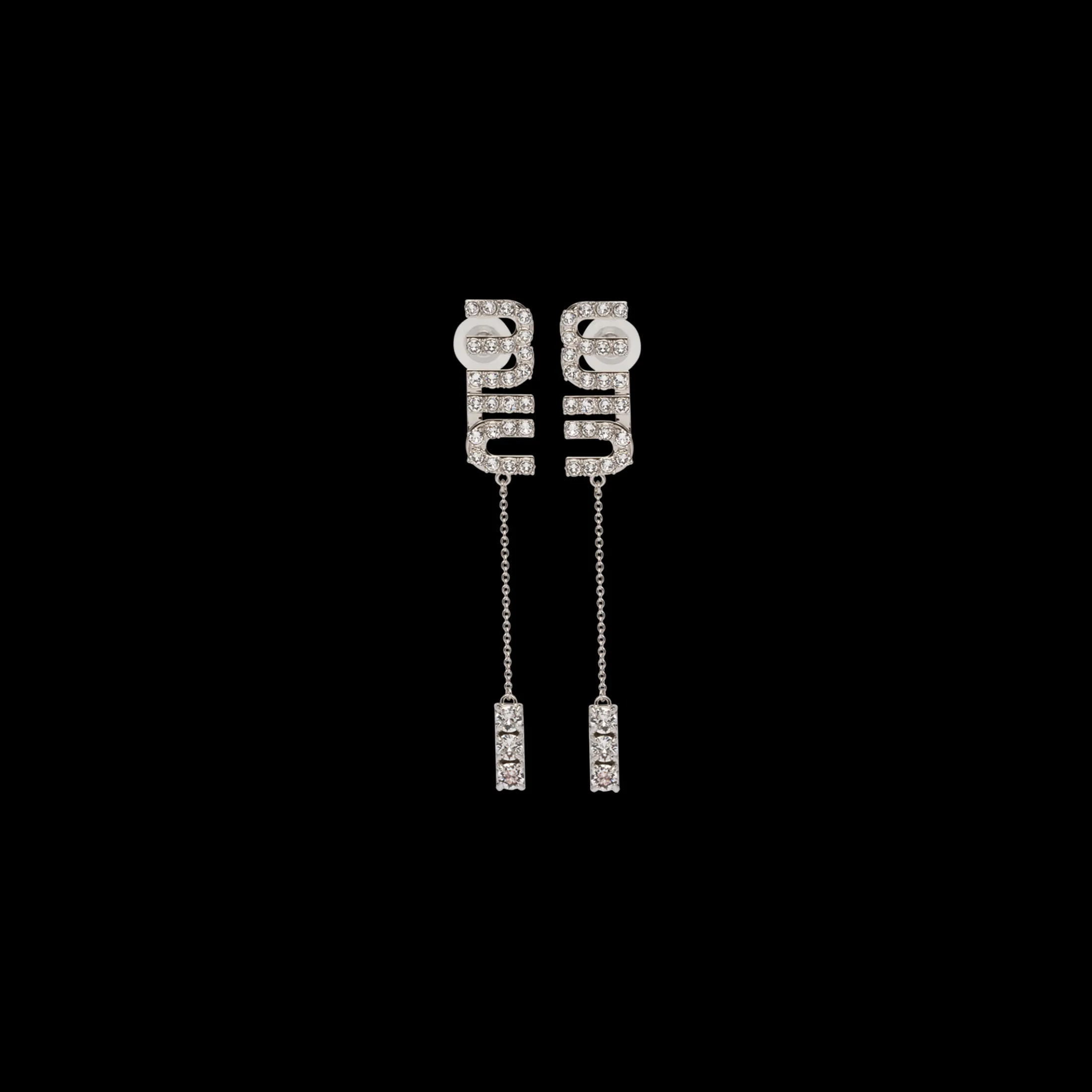 Steel/crystal Pendant Earrings With Crystals | Miu Miu