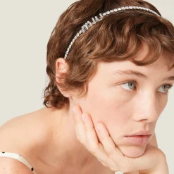 Steel/crystal Rigid Crystal Headband | Miu Miu