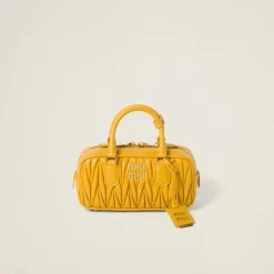 Sunny Yellow Arcadie Matelassé Nappa Leather Bag | Miu Miu