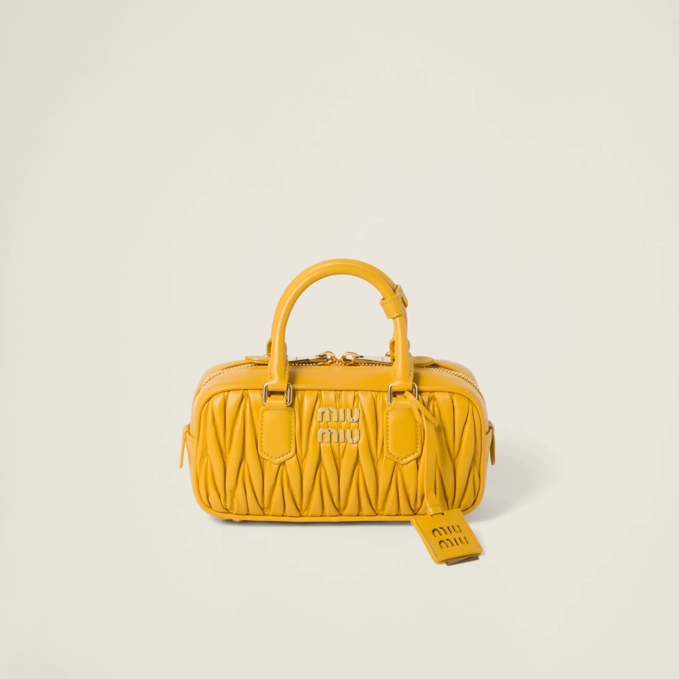 Sunny Yellow Arcadie Matelassé Nappa Leather Bag | Miu Miu