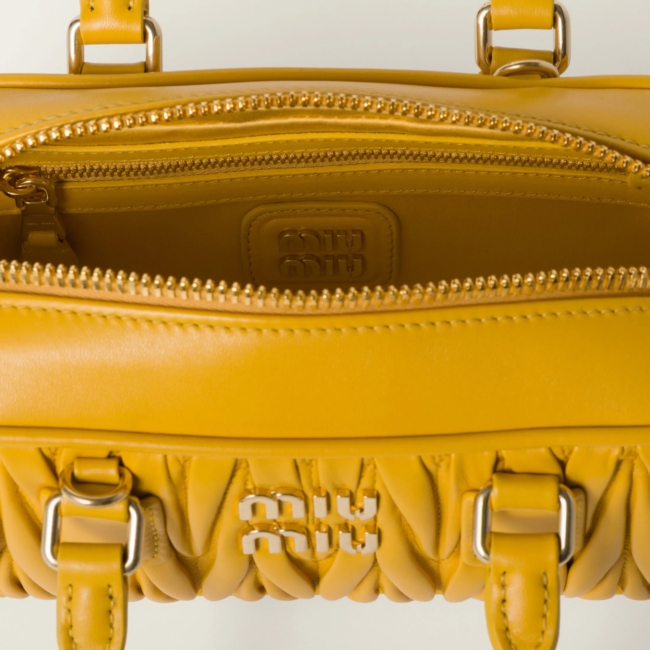Sunny Yellow Arcadie Matelassé Nappa Leather Bag | Miu Miu