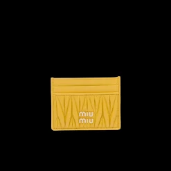 Sunny Yellow Matelassé Nappa Leather Card Holder | Miu Miu