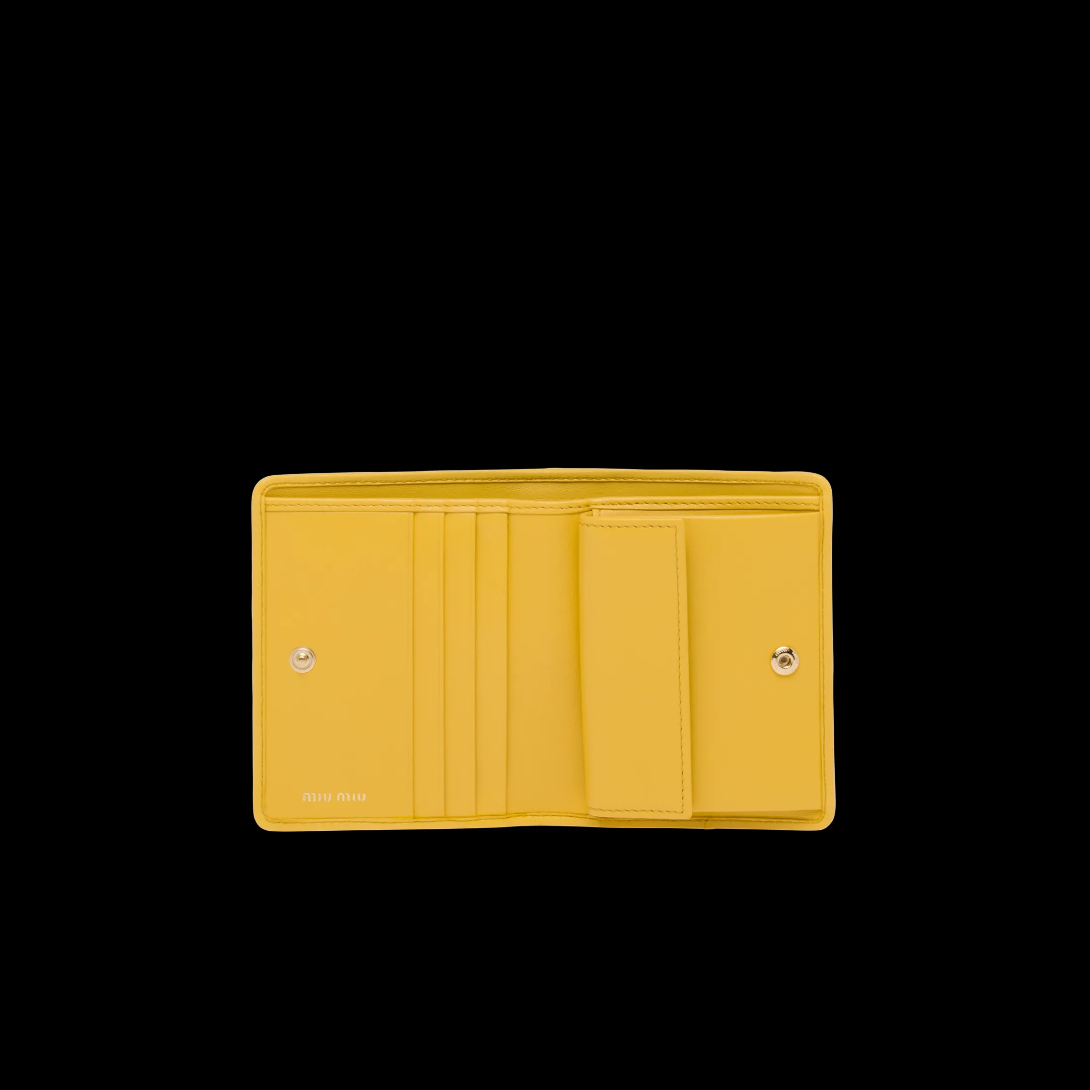 Sunny Yellow Small Matelassé Nappa Leather Wallet | Miu Miu