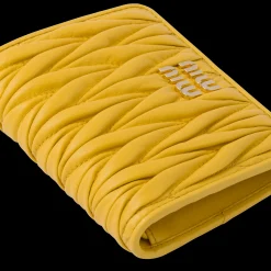 Sunny Yellow Small Matelassé Nappa Leather Wallet | Miu Miu