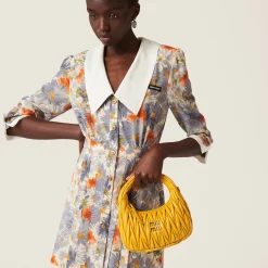 Sunny Yellow Wander Matelassé Nappa Leather Hobo Bag | Miu Miu