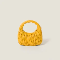 Sunny Yellow Wander Matelassé Nappa Leather Hobo Bag | Miu Miu