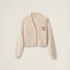 Tan / Pink Cashmere And Silk Knit Cardigan | Miu Miu