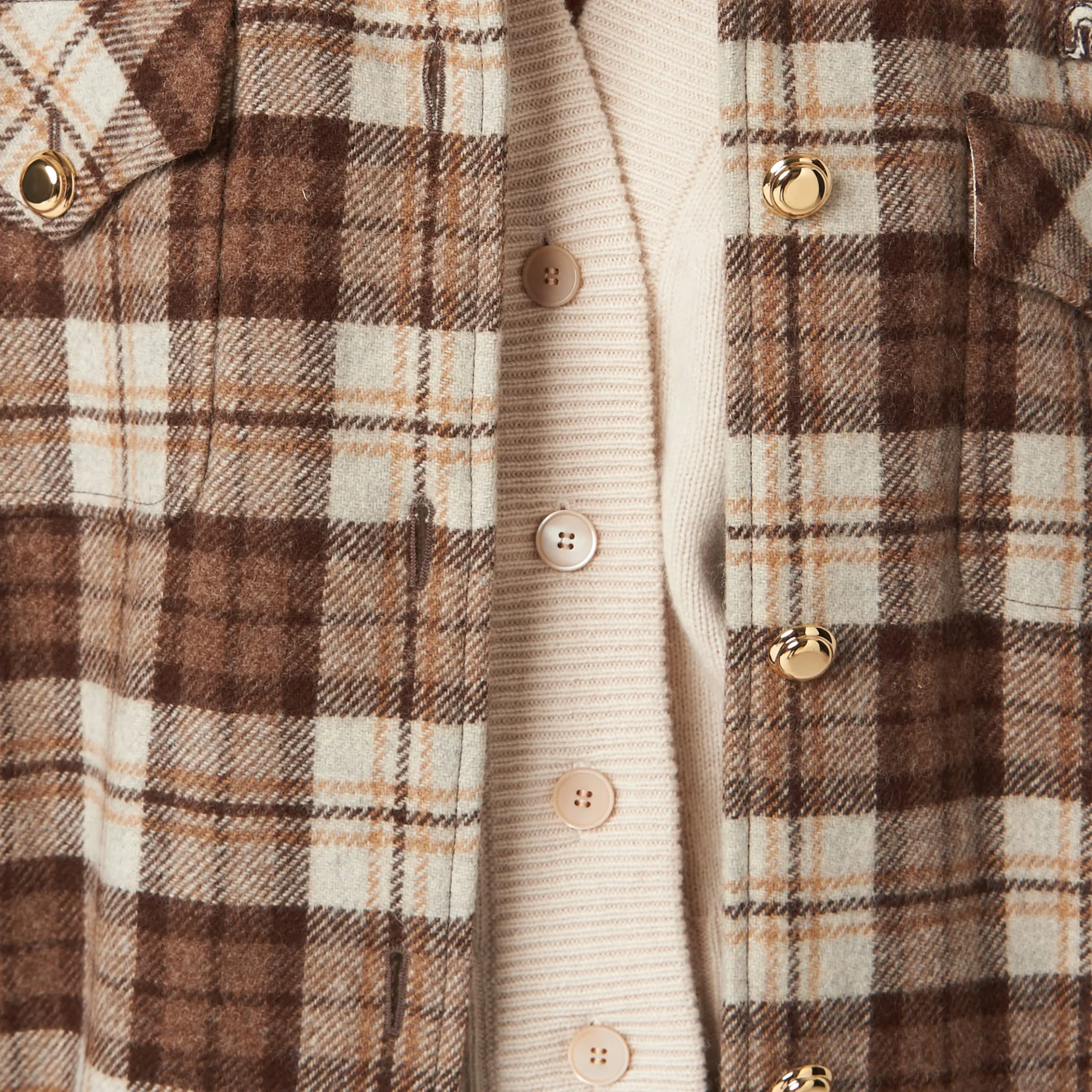 Tan / Pink Cashmere And Silk Knit Cardigan | Miu Miu