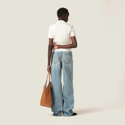 Tan / Pink Jersey T-shirt | Miu Miu