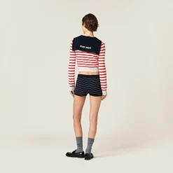 Tan/red Cashmere Knit Cardigan | Miu Miu
