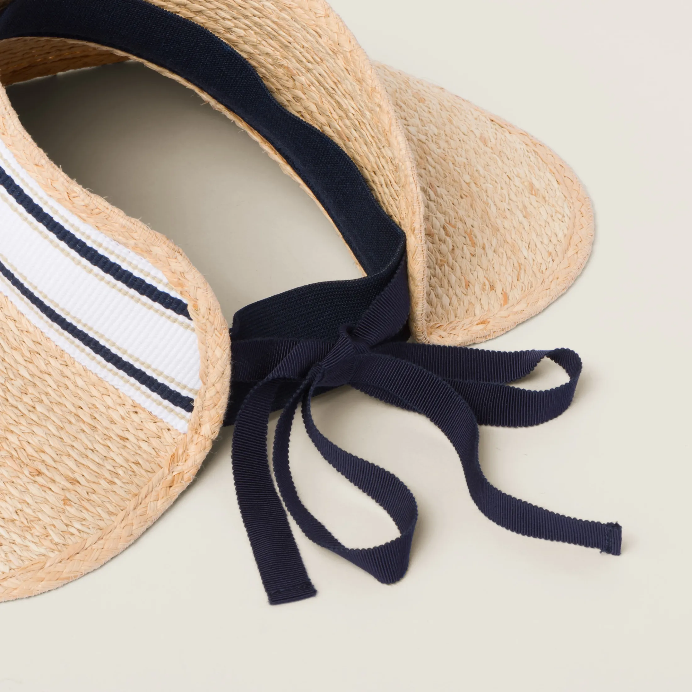 Tan/white Raffia-effect Fabric Visor | Miu Miu