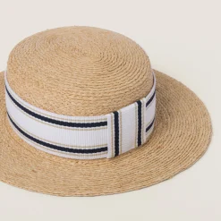 Tan/white Woven Fabric Hat | Miu Miu