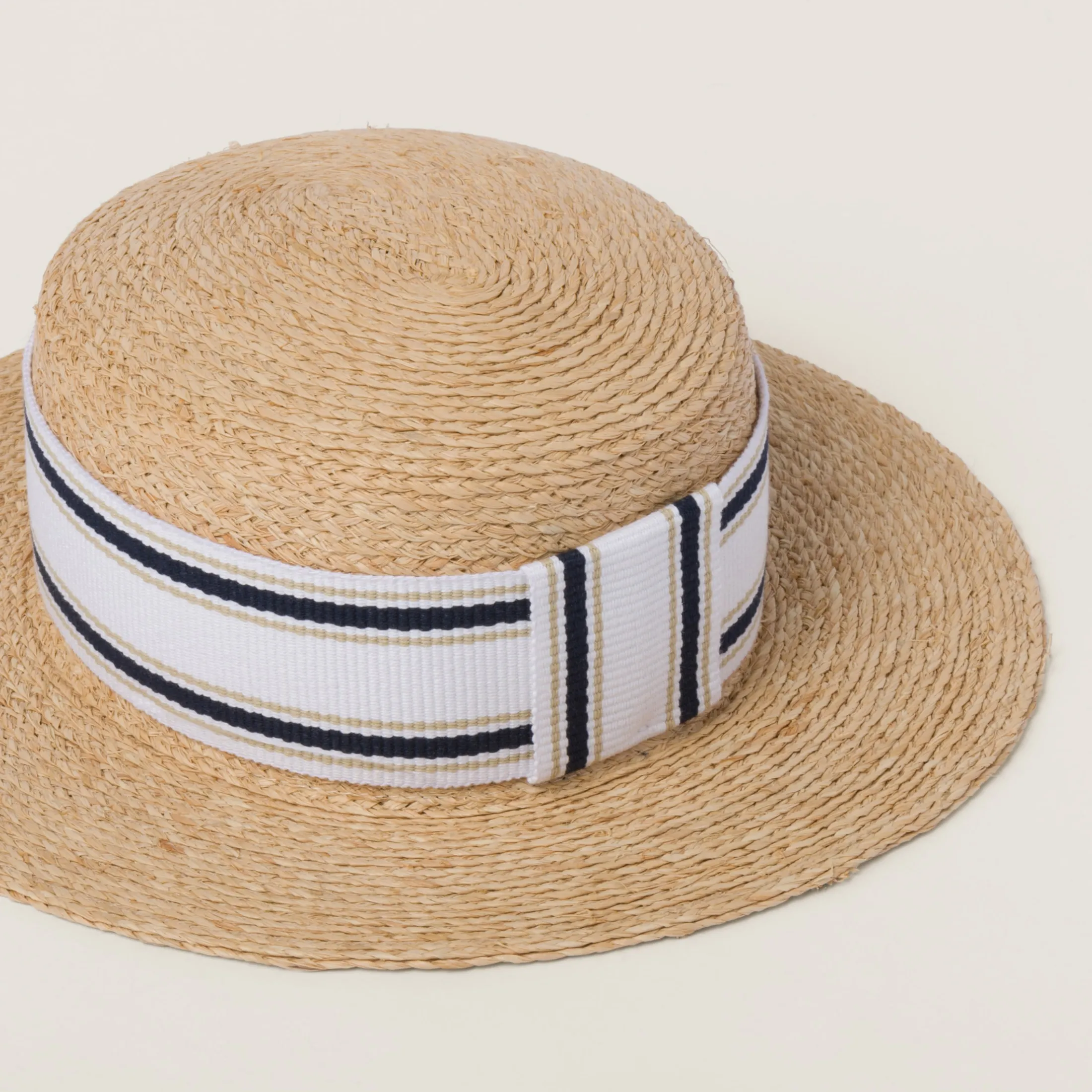 Tan/white Woven Fabric Hat | Miu Miu
